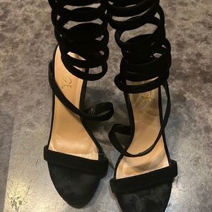 Black Heels open toe wrap around the ankle